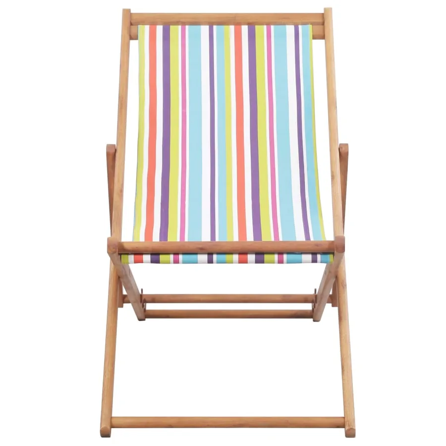 Chaise pliable de plage Tissu et cadre en bois Multicolore - 3