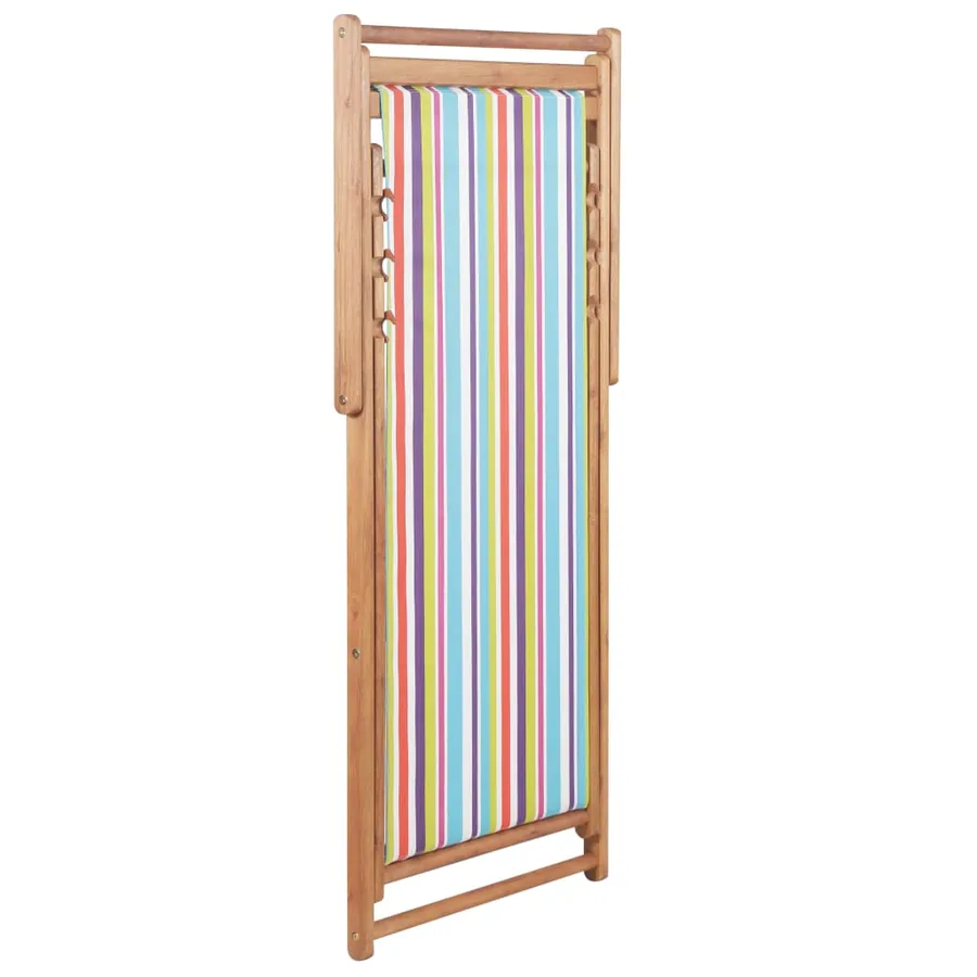 Chaise pliable de plage Tissu et cadre en bois Multicolore - 4