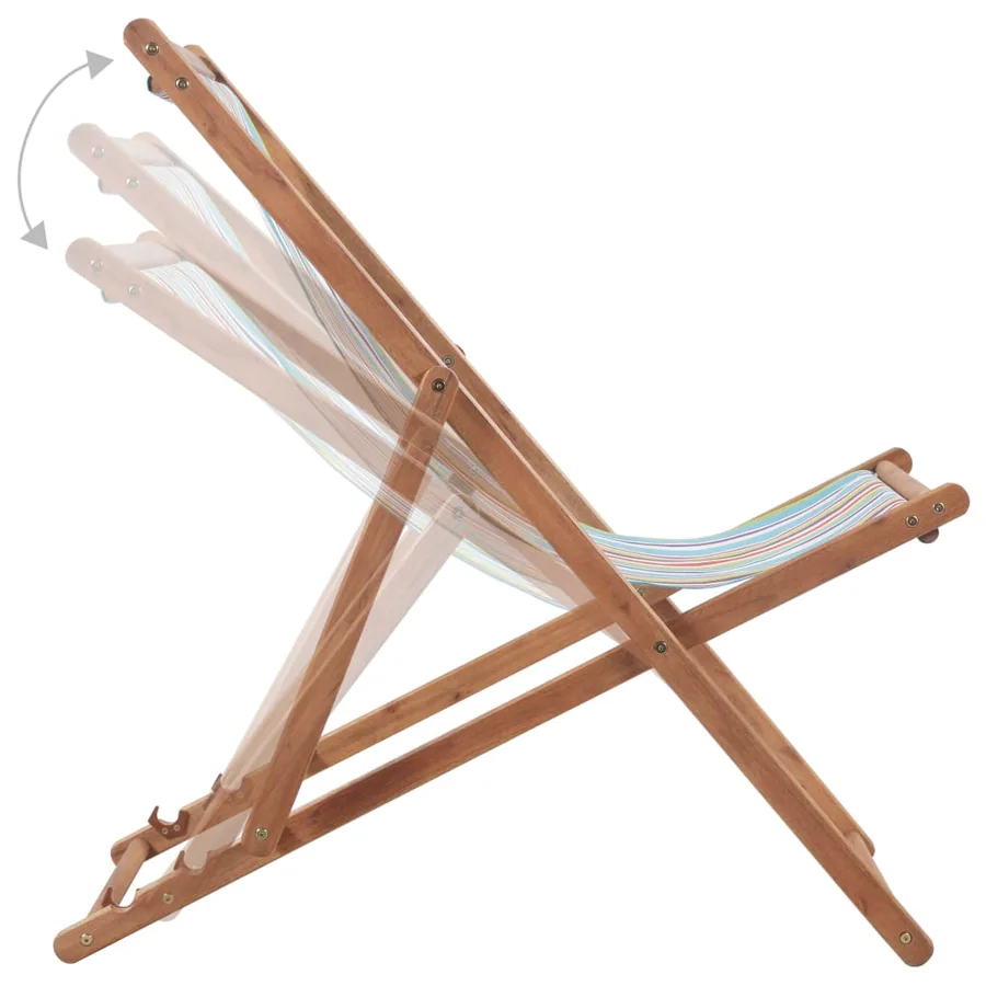 Chaise pliable de plage Tissu et cadre en bois Multicolore - 5