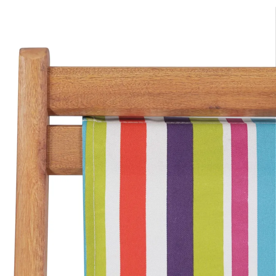 Chaise pliable de plage Tissu et cadre en bois Multicolore - 6