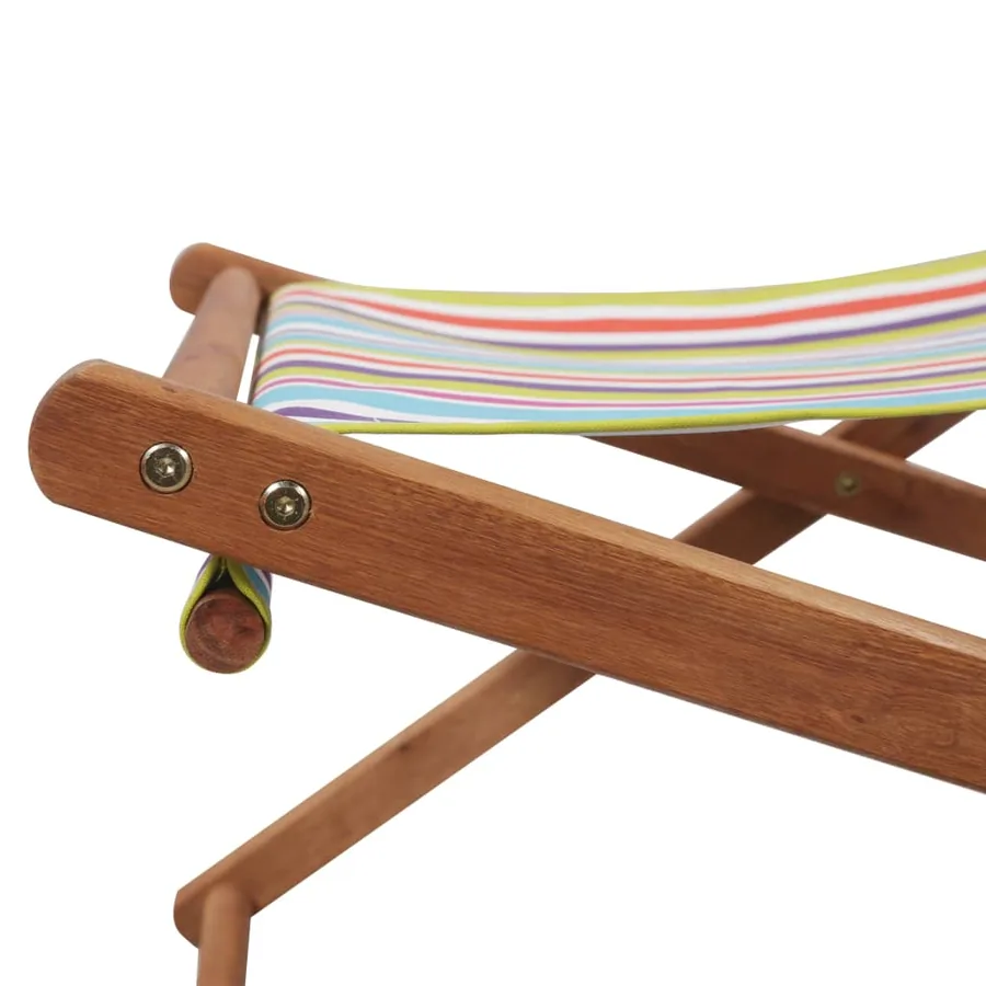 Chaise pliable de plage Tissu et cadre en bois Multicolore - 7