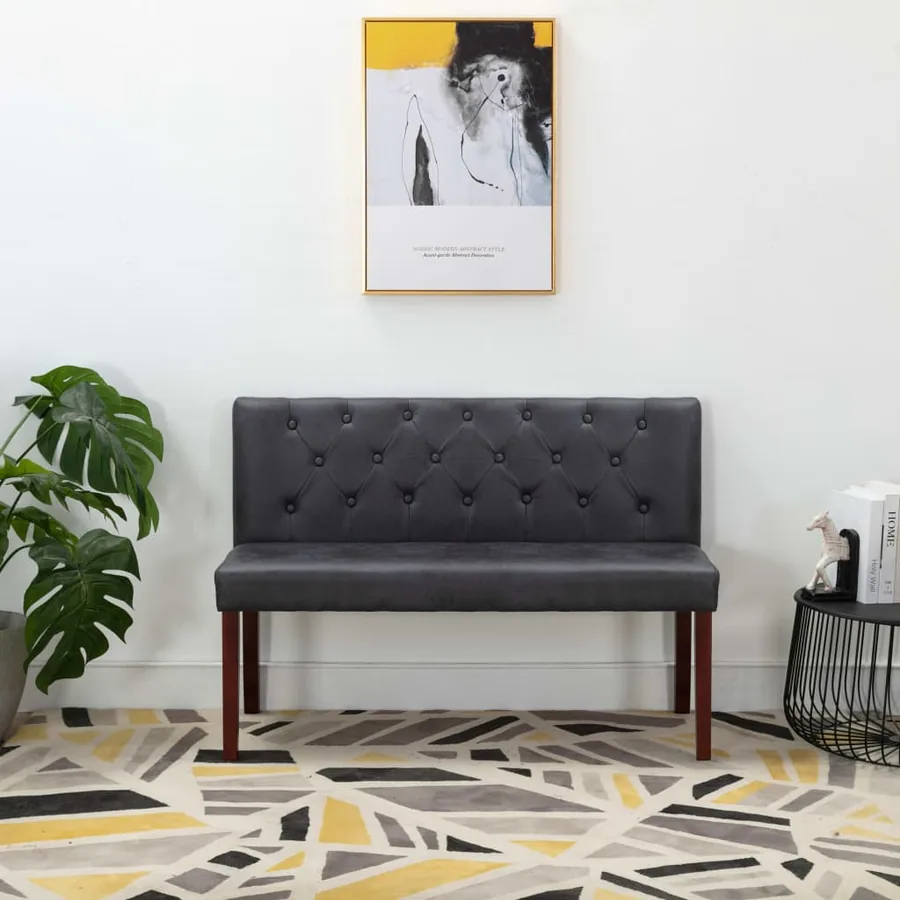 Banc 120 cm Gris Similicuir daim
