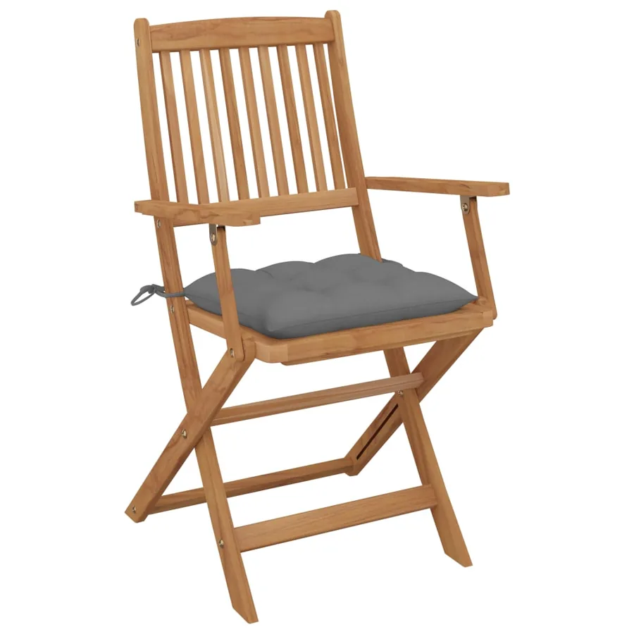 Chaises pliables de jardin lot de 6 avec coussins Bois d'acacia - 2