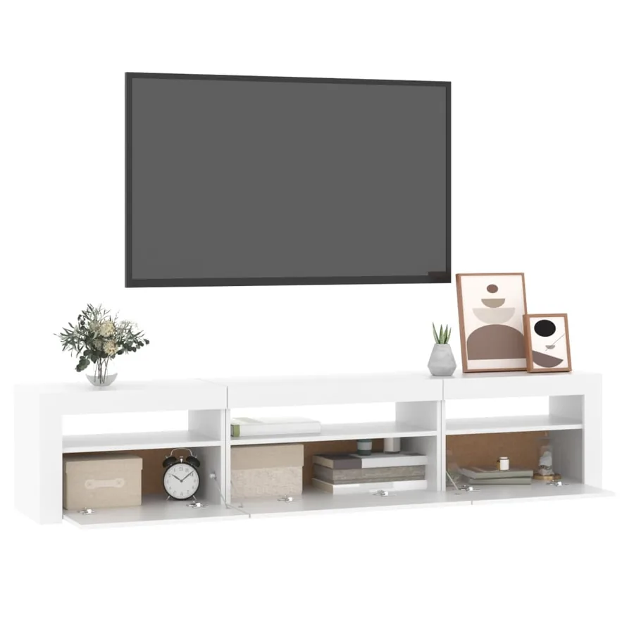 Meuble TV avec lumières LED Blanc 195x35x40 cm - 11