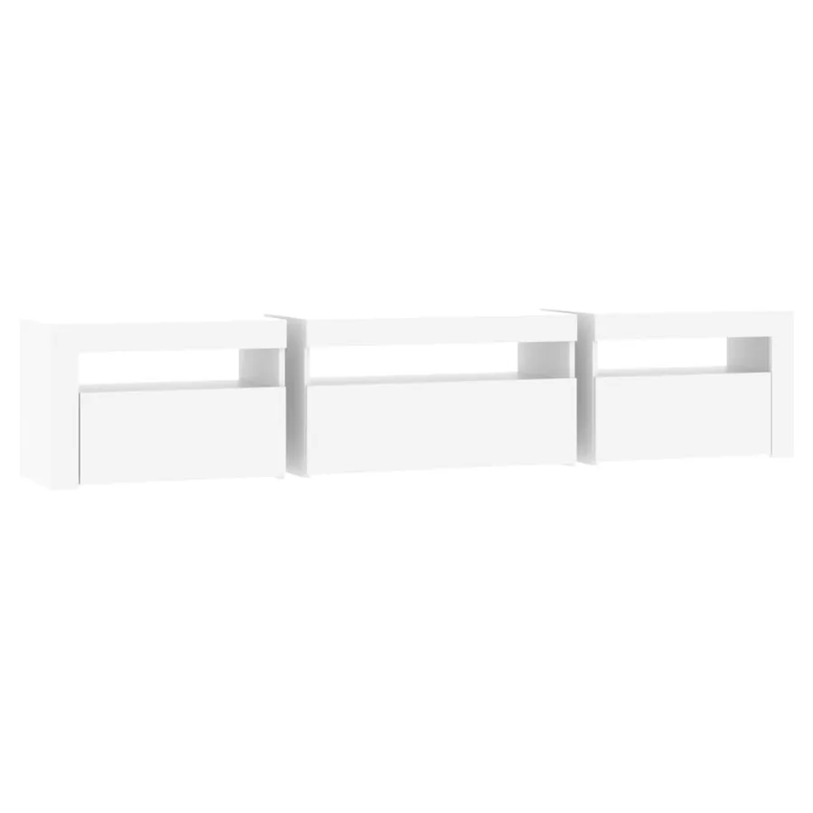 Meuble TV avec lumières LED Blanc 195x35x40 cm - 7