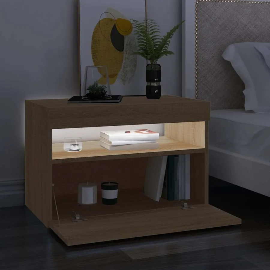 Meuble TV avec lumières LED chêne sonoma 60x35x40 cm - 3
