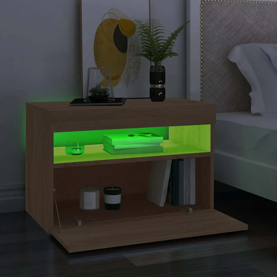 Meuble TV avec lumières LED chêne sonoma 60x35x40 cm - 4