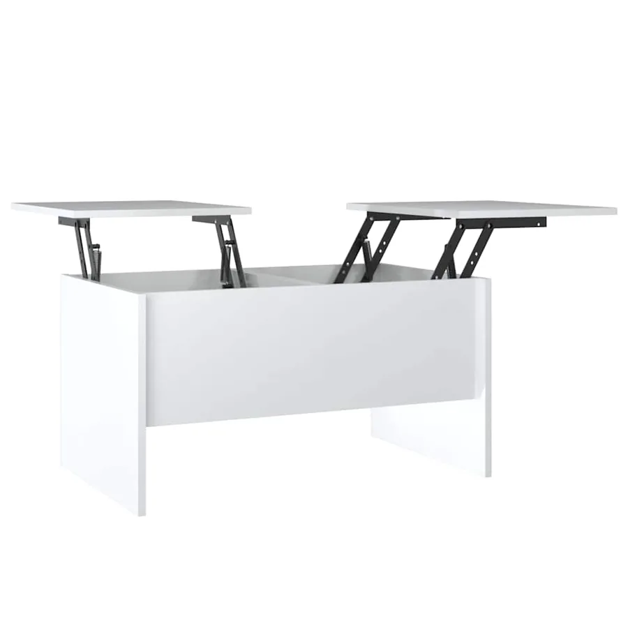 Table basse blanc brillant 80x50x42,5 cm bois d'ingénierie - 2