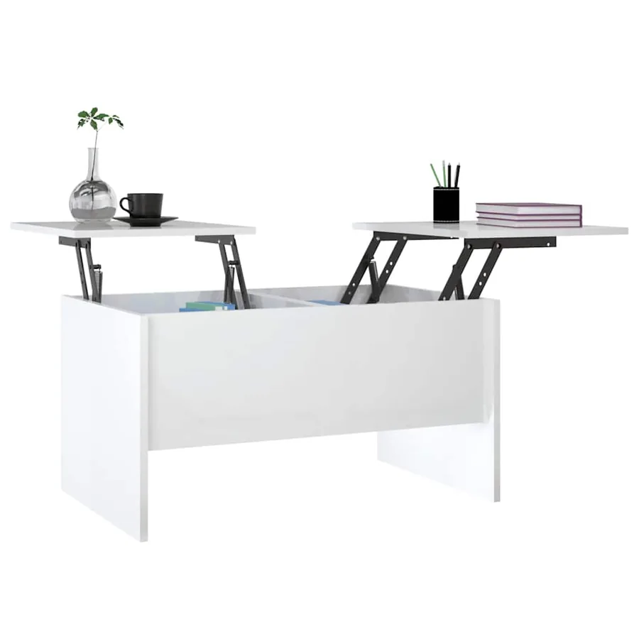 Table basse blanc brillant 80x50x42,5 cm bois d'ingénierie - 4