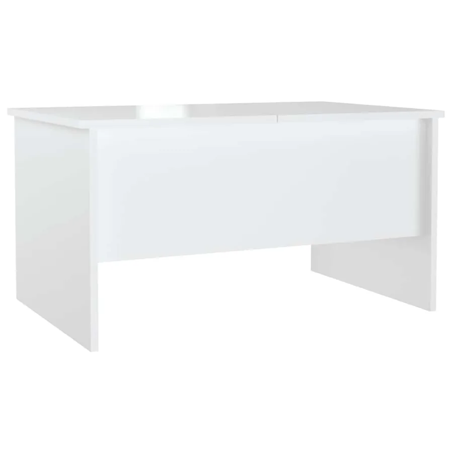 Table basse blanc brillant 80x50x42,5 cm bois d'ingénierie - 5