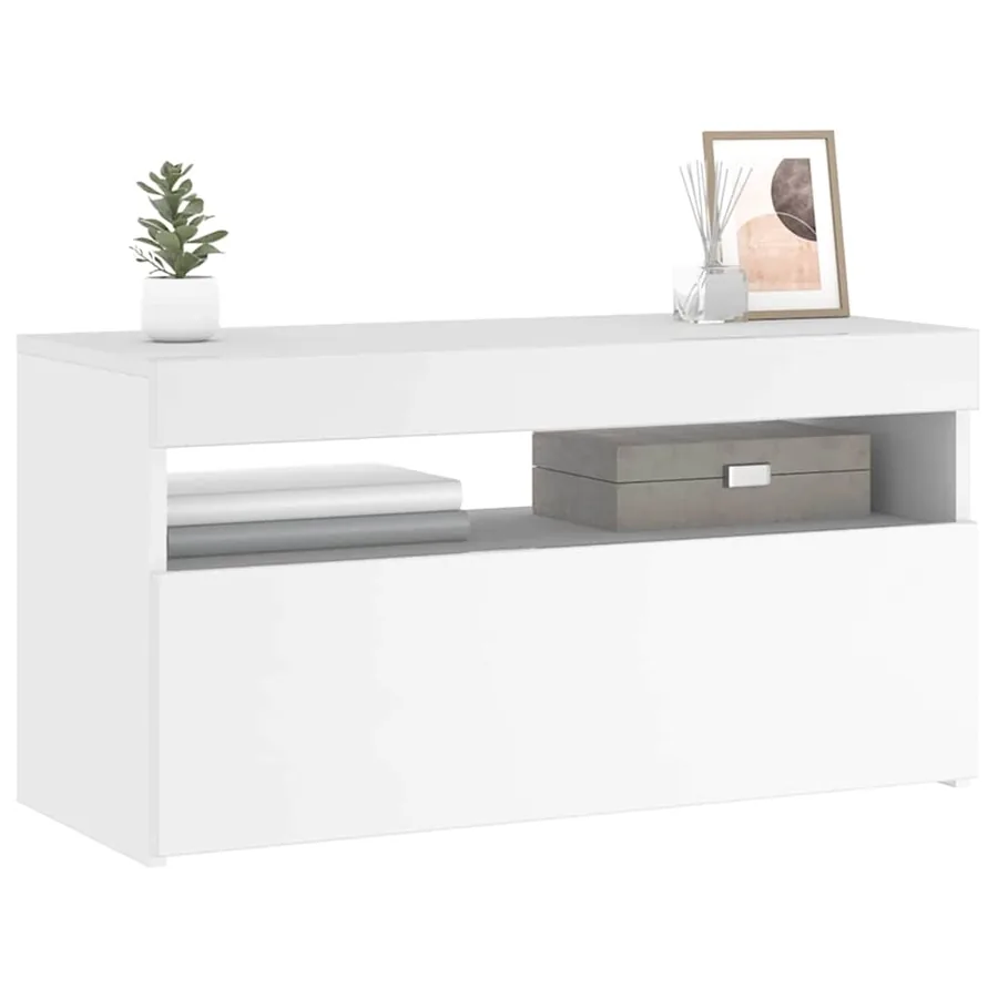 Meuble TV avec lumières LED Blanc 75x35x40 cm - 16