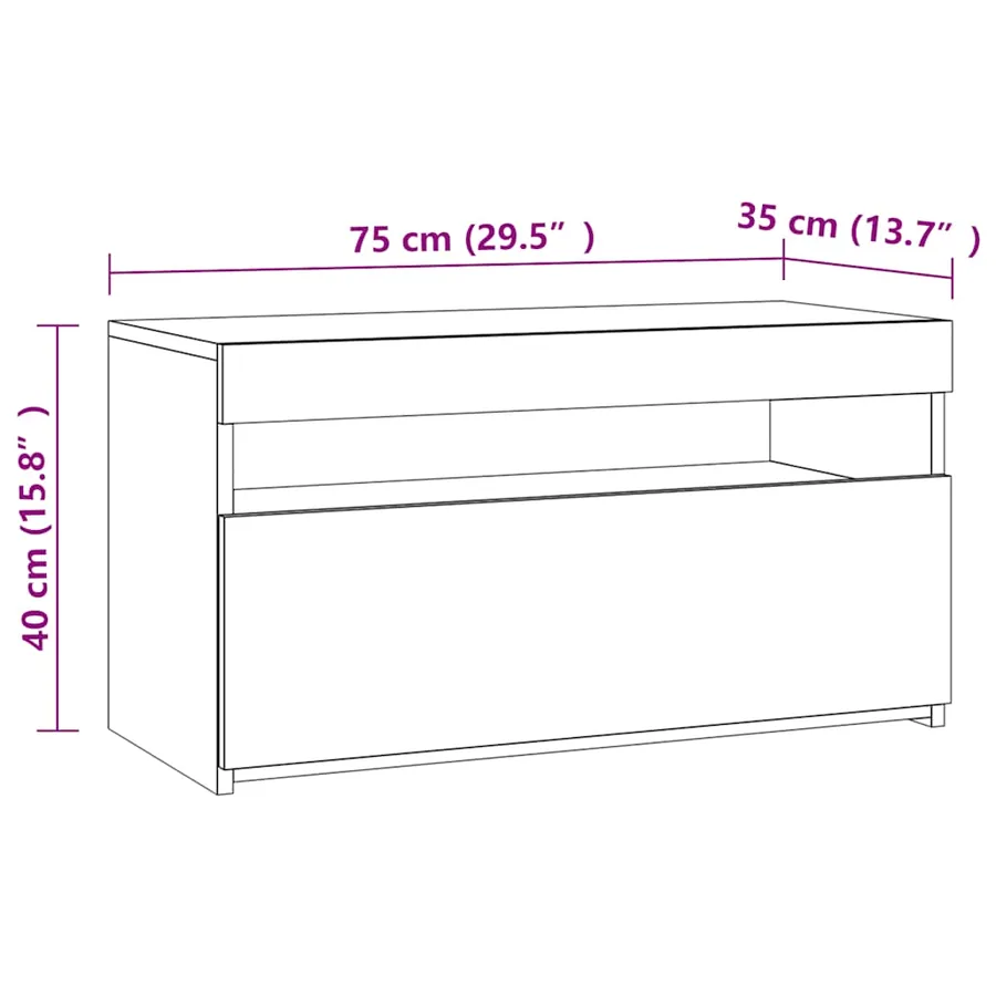 Meuble TV avec lumières LED Blanc 75x35x40 cm - 17