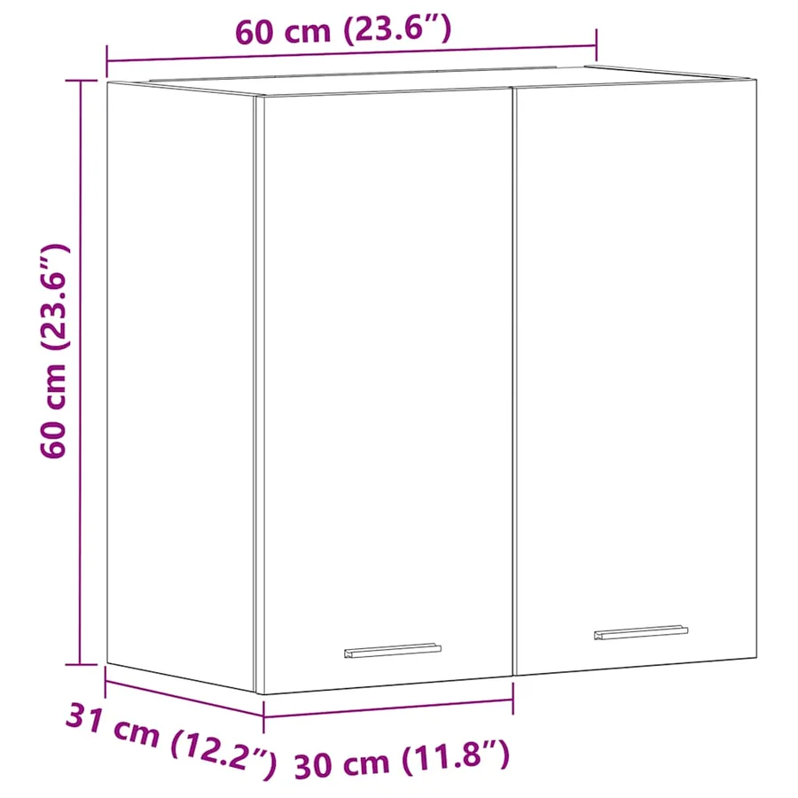 Armoire suspendue "Lyon" Noir 60 x 31 x 60 cm Bois d'ingénierie - 12