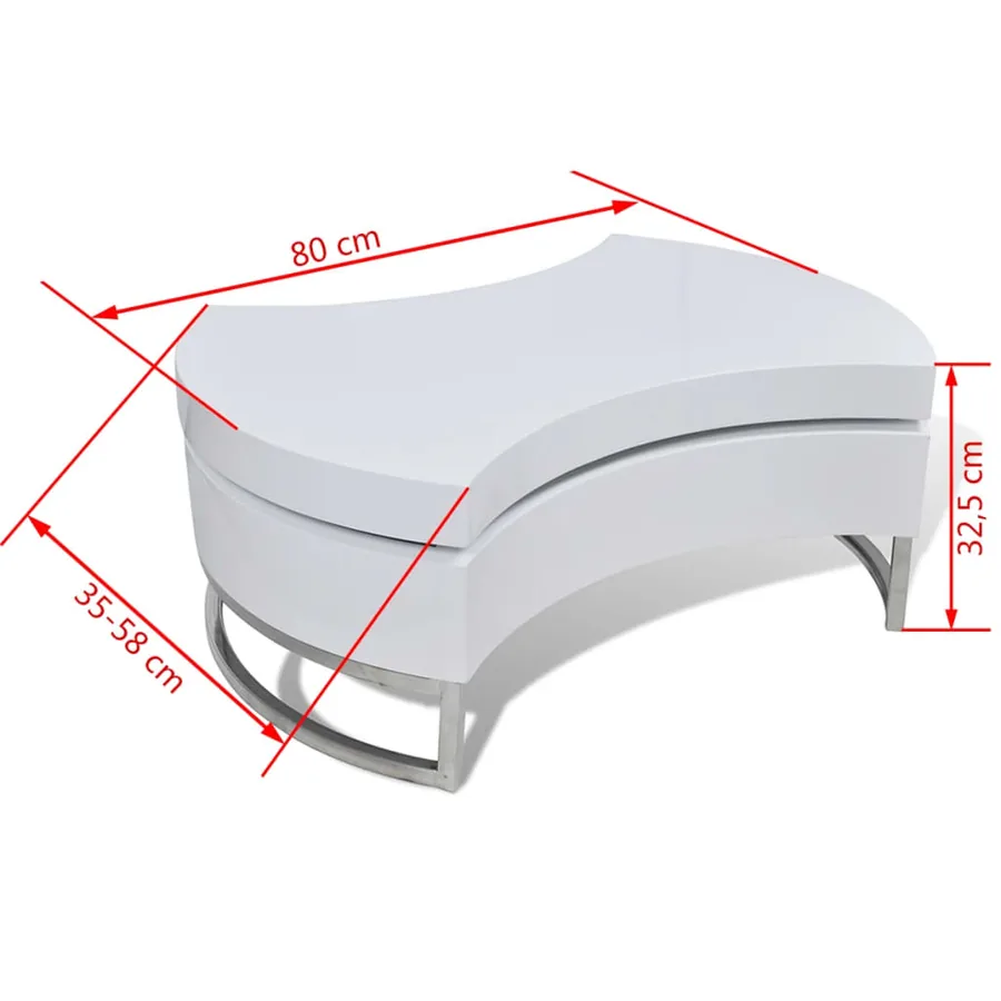 Table basse à forme réglable blanc brillant - 6