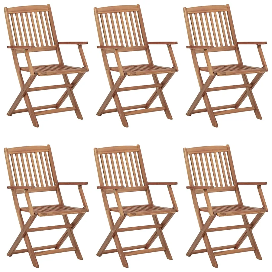 Chaises pliables de jardin lot de 6 avec coussins Bois d'acacia - 2