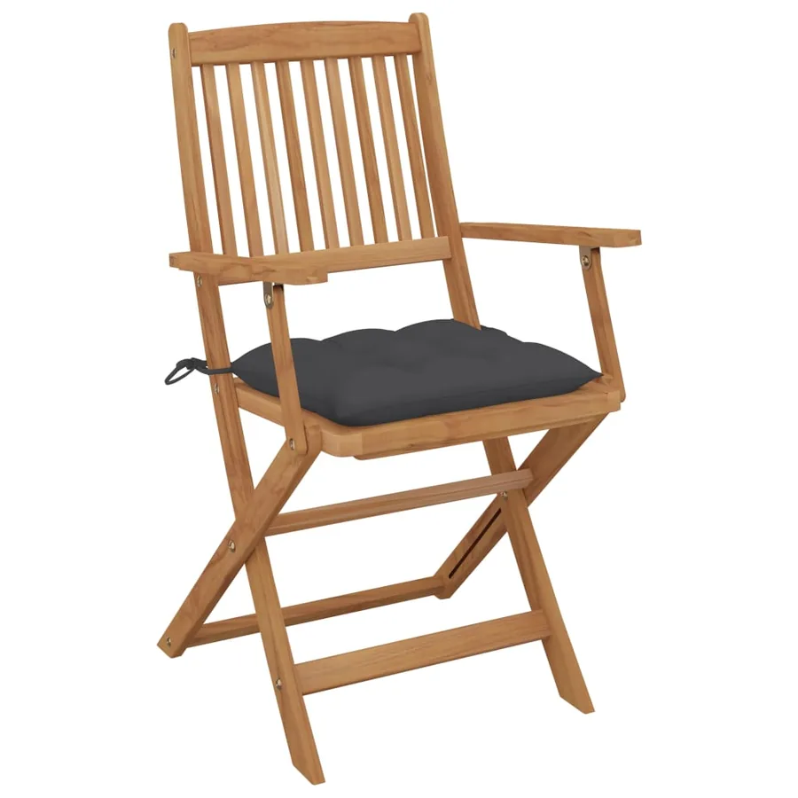 Chaises pliables de jardin lot de 6 avec coussins Bois d'acacia - 3