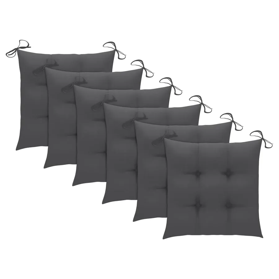 Chaises pliables de jardin lot de 6 avec coussins Bois d'acacia - 9