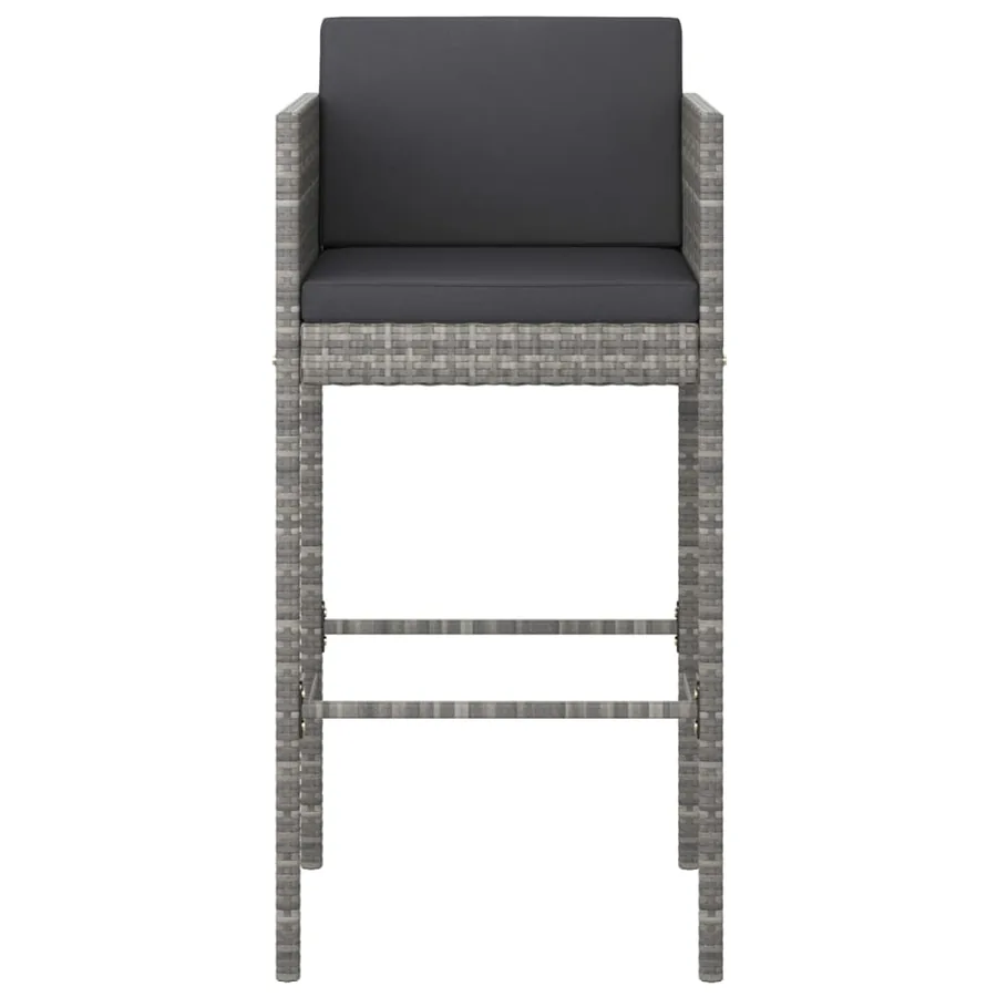 Ensemble de bar de jardin 3 pcs et coussins Résine tressée Gris - 4