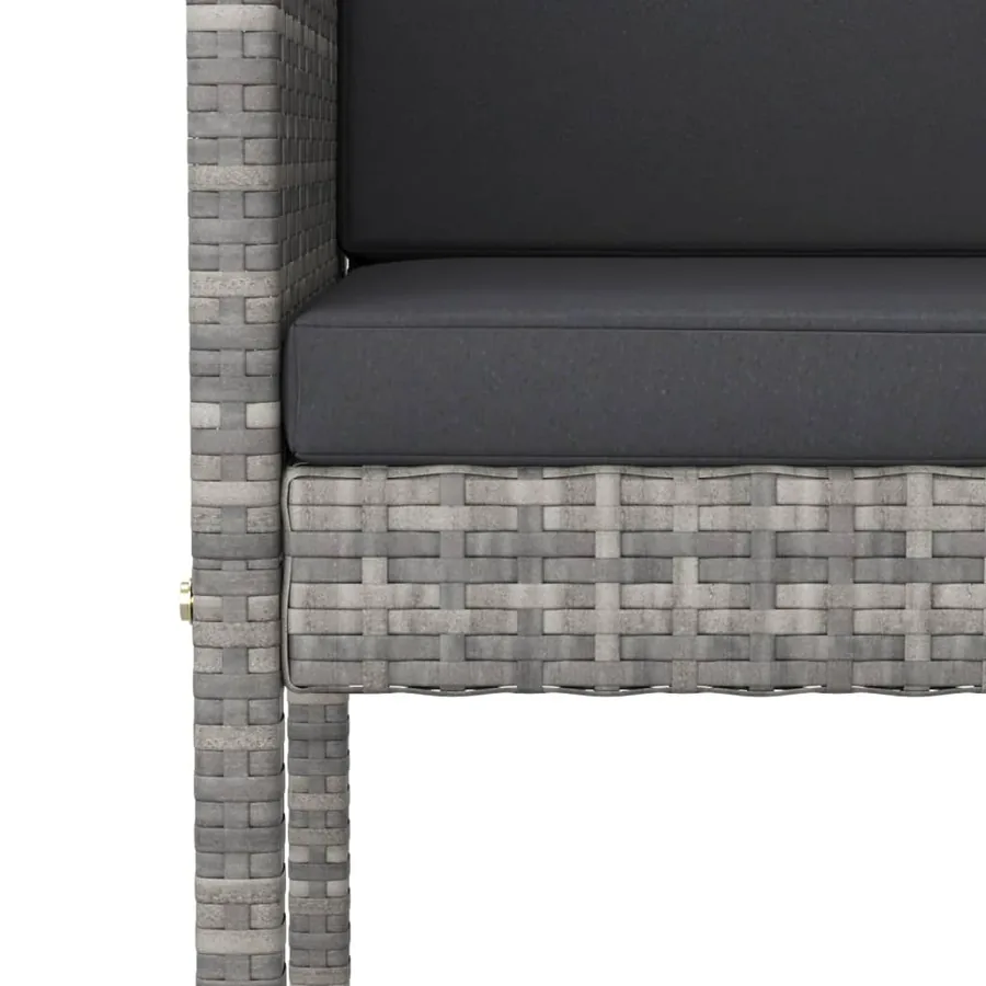 Ensemble de bar de jardin 3 pcs et coussins Résine tressée Gris - 5