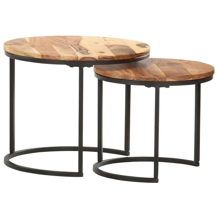 Tables gigognes 2 pcs Bois d'acacia massif - 5
