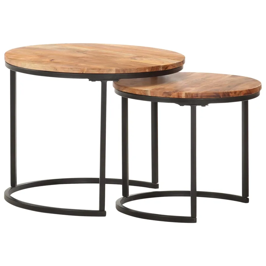 Tables gigognes 2 pcs Bois d'acacia massif - 7