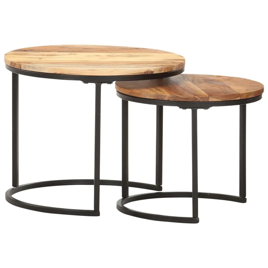 Tables gigognes 2 pcs Bois d'acacia massif - 8