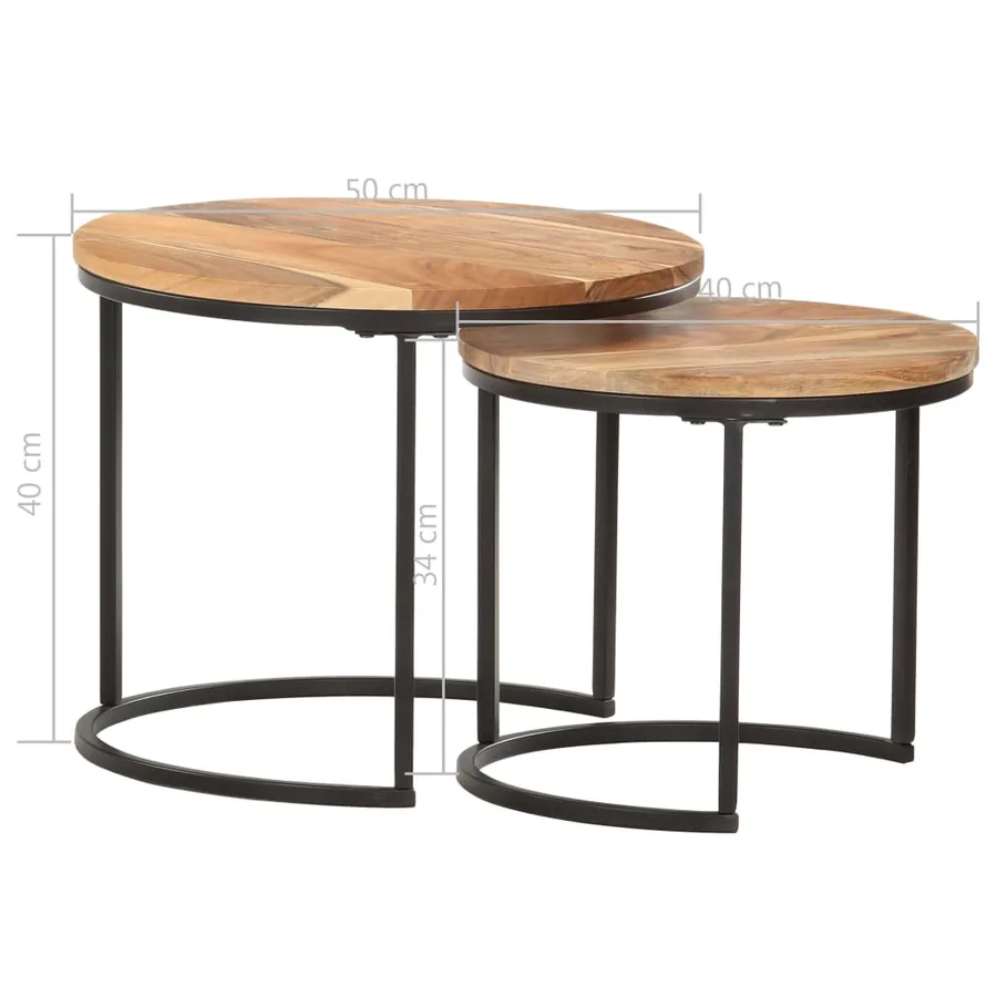 Tables gigognes 2 pcs Bois d'acacia massif - 9