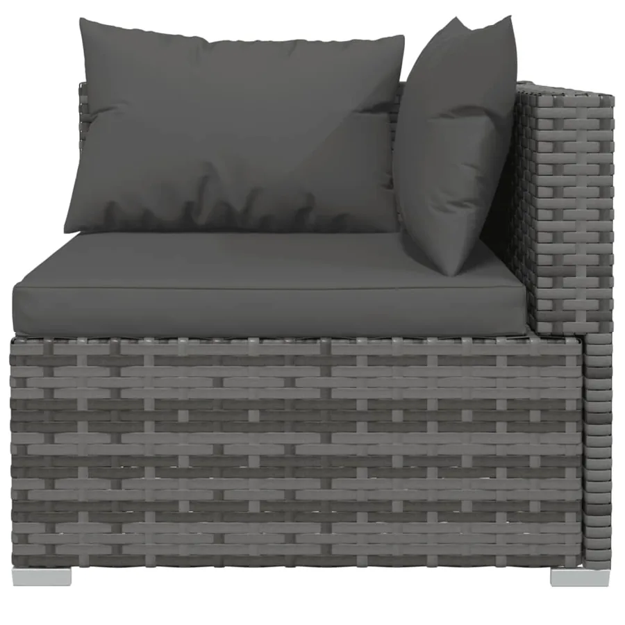 Salon de jardin 4 pcs avec coussins résine tressée gris - 4