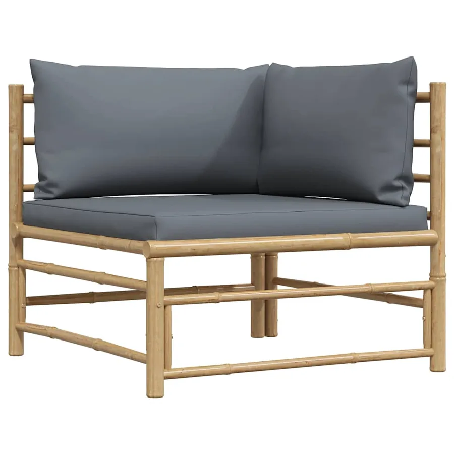 Salon de jardin 2 pcs avec coussins gris foncé Bambou - 6