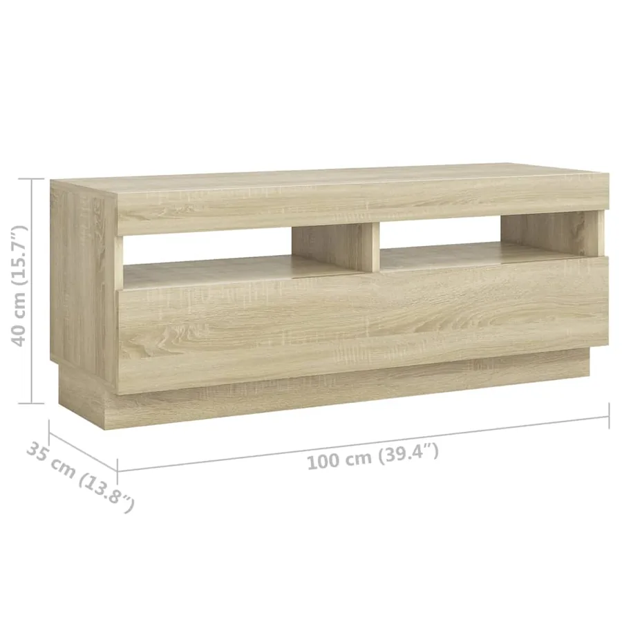 Meuble TV avec lumières LED Chêne sonoma 300x35x40 cm - 12