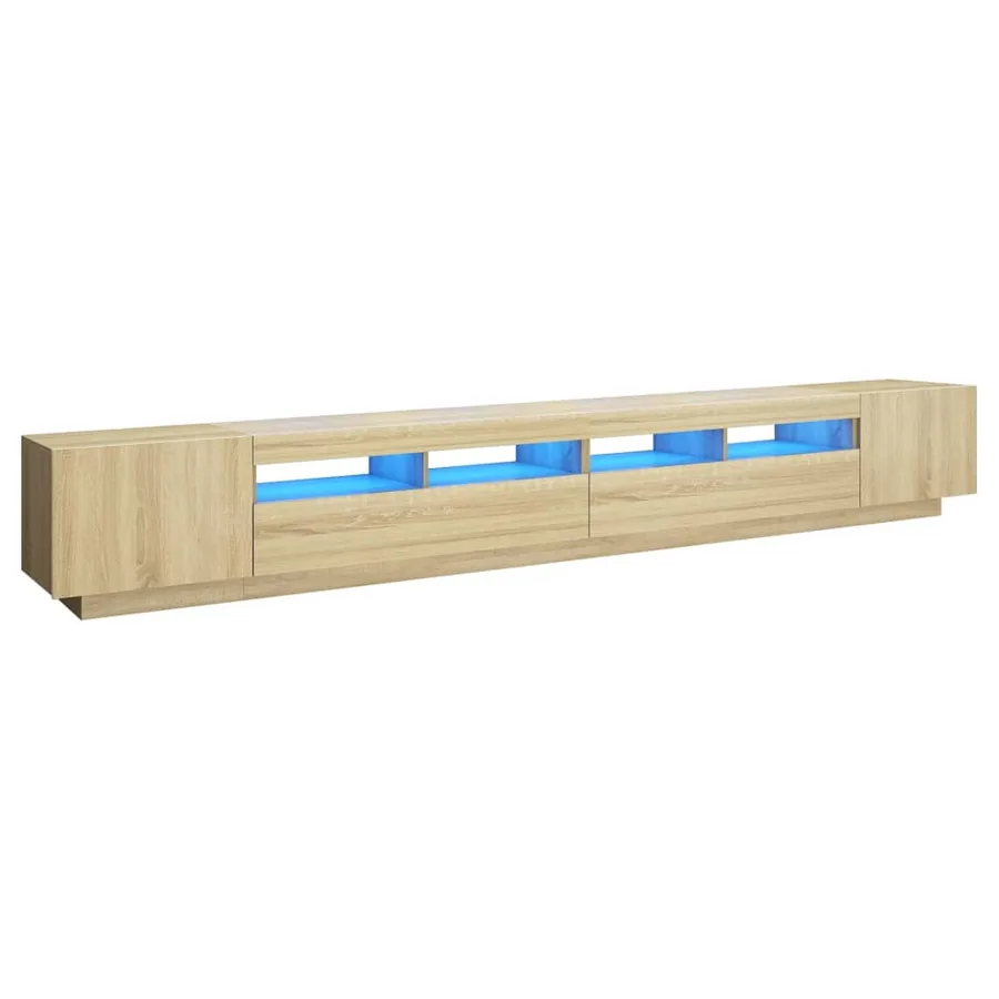 Meuble TV avec lumières LED Chêne sonoma 300x35x40 cm - 2