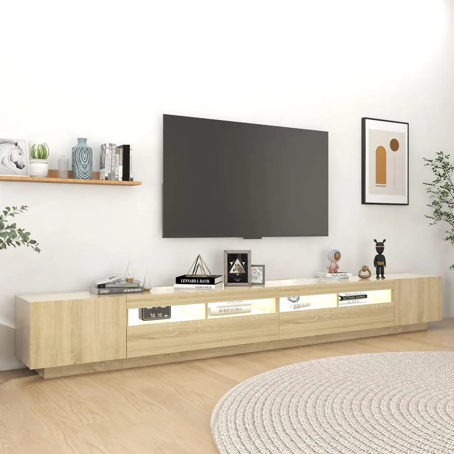 Meuble TV avec lumières LED Chêne sonoma 300x35x40 cm - 3