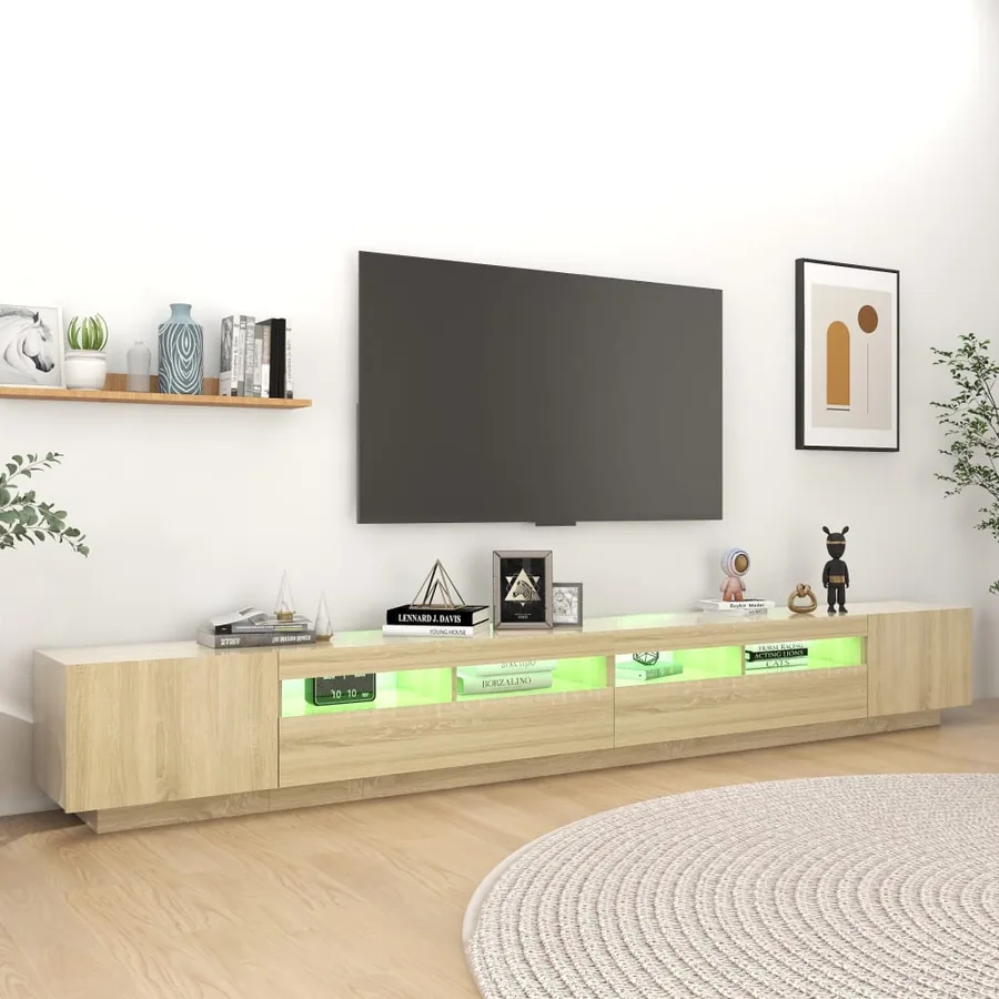 Meuble TV avec lumières LED Chêne sonoma 300x35x40 cm - 5
