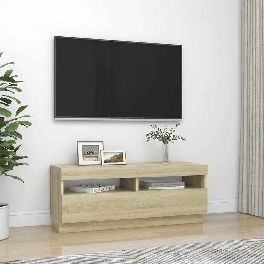 Meuble TV avec lumières LED chêne sonoma 100x35x40 cm - 6