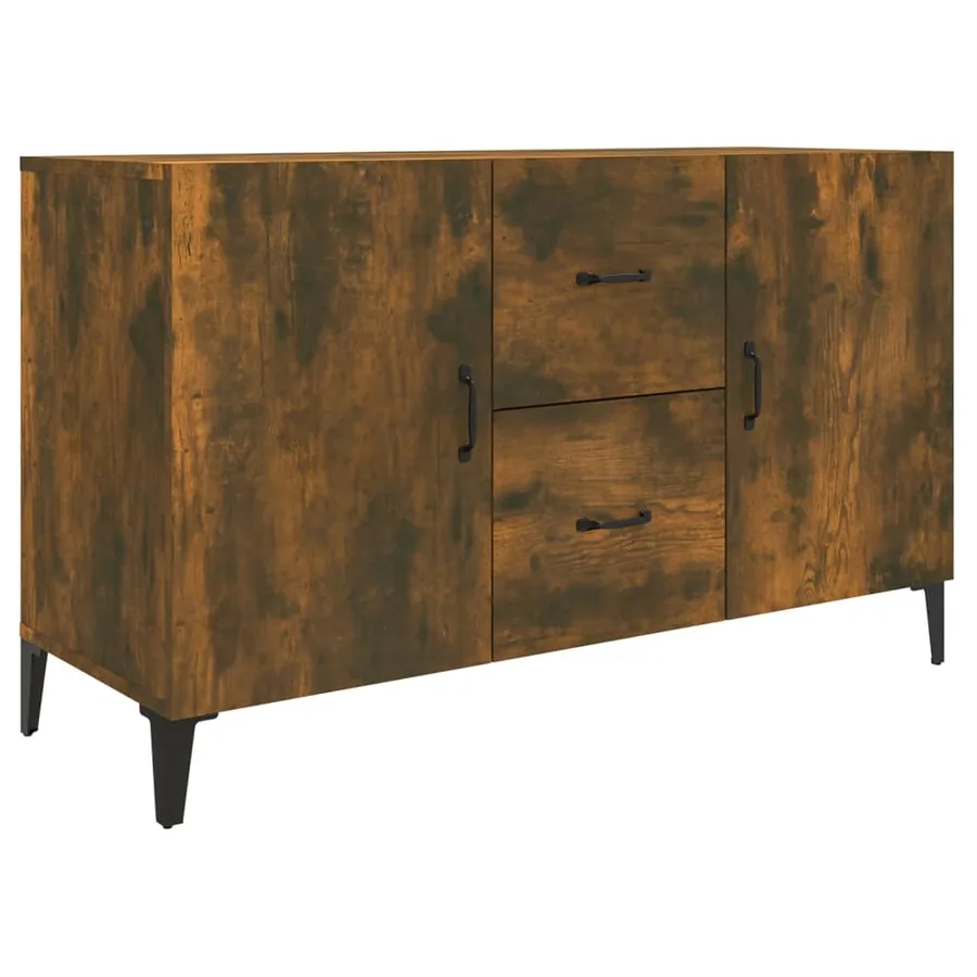 Buffet chêne fumé 100x36x60 cm bois d'ingénierie - 2