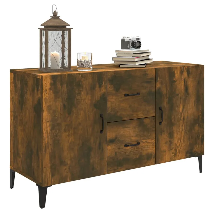 Buffet chêne fumé 100x36x60 cm bois d'ingénierie - 4