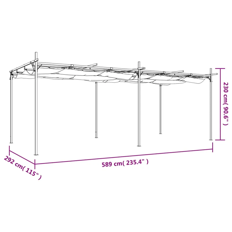 Pergola avec toit rétractable anthracite 589x292x230 cm - 8