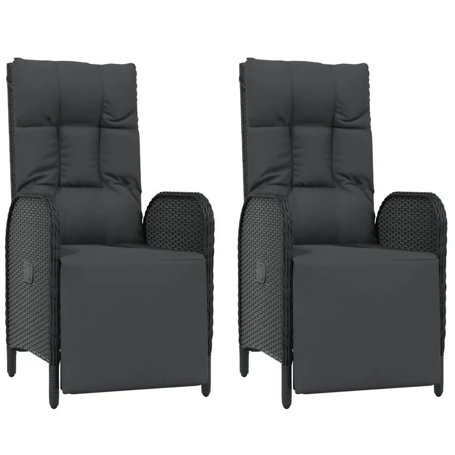Ensemble à manger de jardin avec coussins 3 pcs Noir - 4