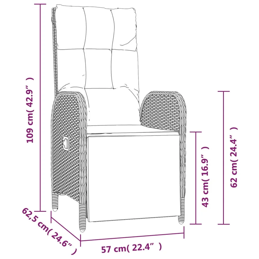 Ensemble à manger de jardin avec coussins 3 pcs Noir - 7