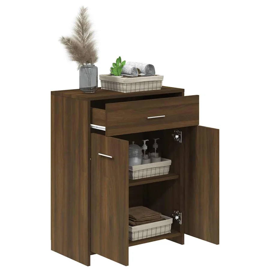 Armoire de bain Chêne marron 60x33x80 cm Bois d'ingénierie - 4