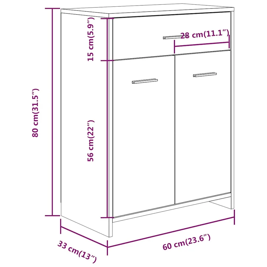 Armoire de bain Chêne marron 60x33x80 cm Bois d'ingénierie - 9