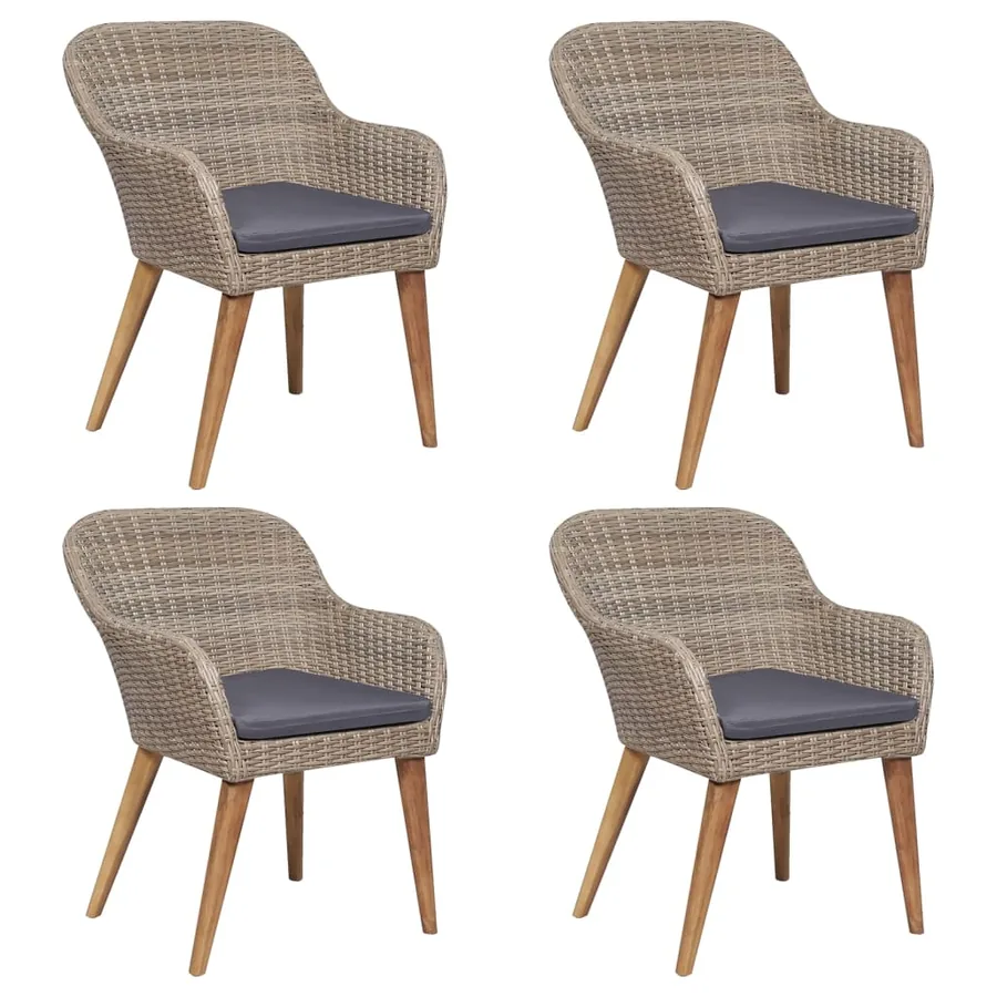 Ensemble à manger de jardin et coussins 5 pcs Marron - 4
