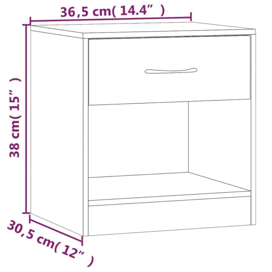 Table de chevet 2 pcs avec tiroir Blanc - 12