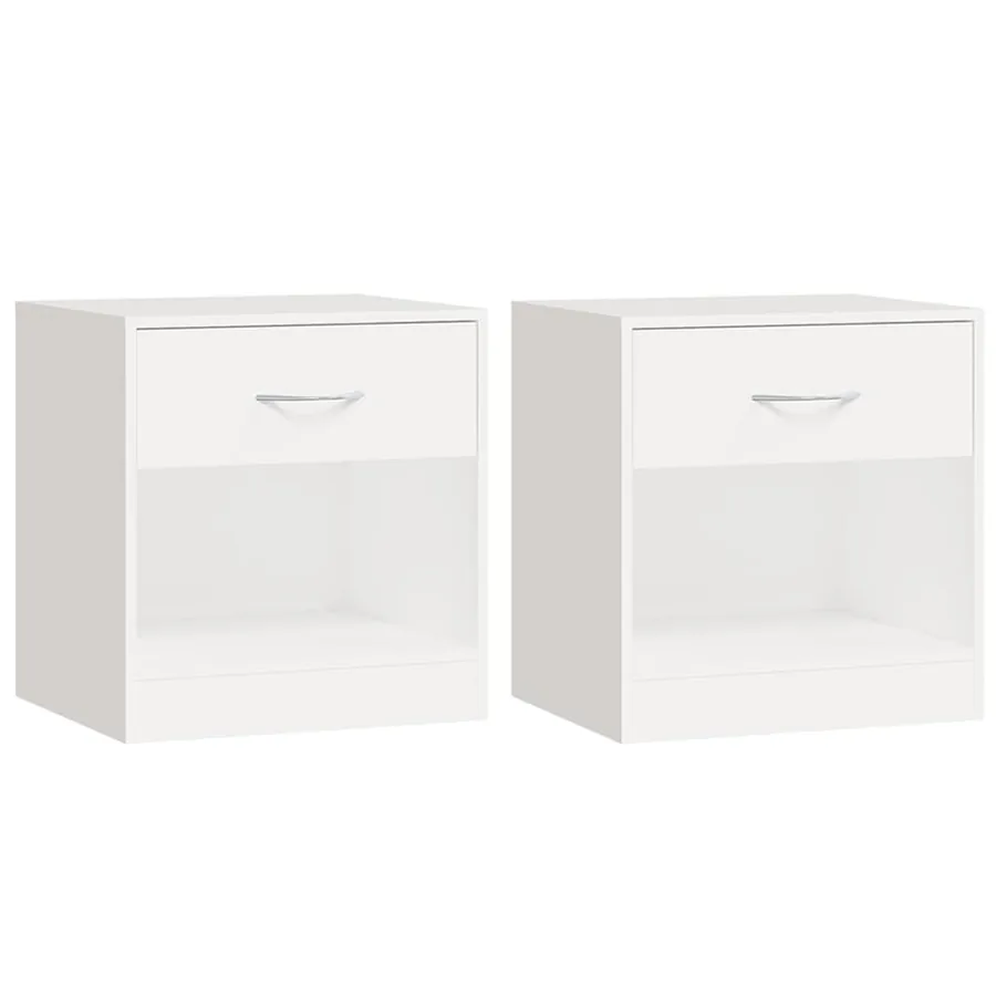 Table de chevet 2 pcs avec tiroir Blanc - 2