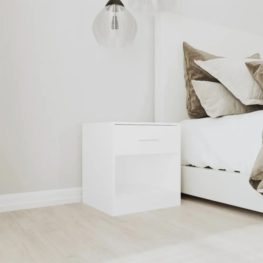Table de chevet 2 pcs avec tiroir Blanc - 3