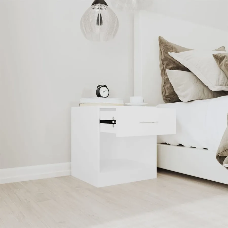 Table de chevet 2 pcs avec tiroir Blanc - 4
