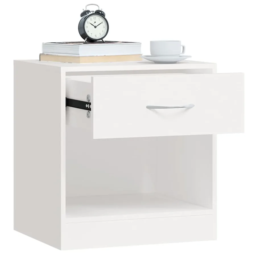 Table de chevet 2 pcs avec tiroir Blanc - 5
