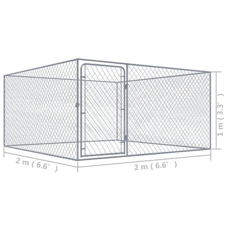 Chenil extérieur pour chiens Acier galvanisé 2x2x1 m - 5