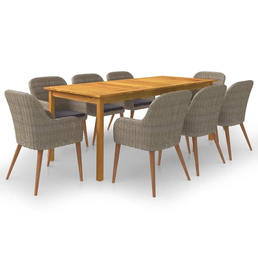 Ensemble à manger de jardin 9 pcs Marron