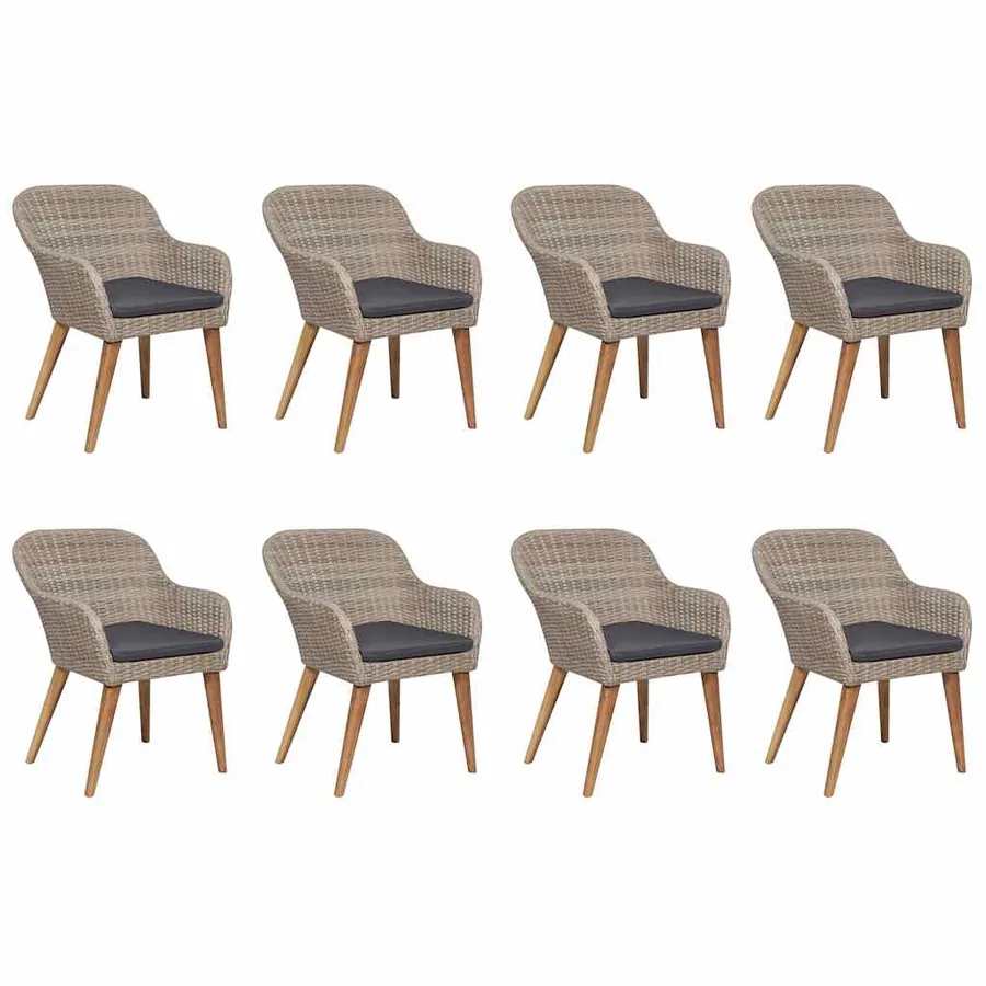 Ensemble à manger de jardin 9 pcs Marron - 2